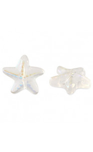 Glass bead 14mm Starfish - Crystal ab